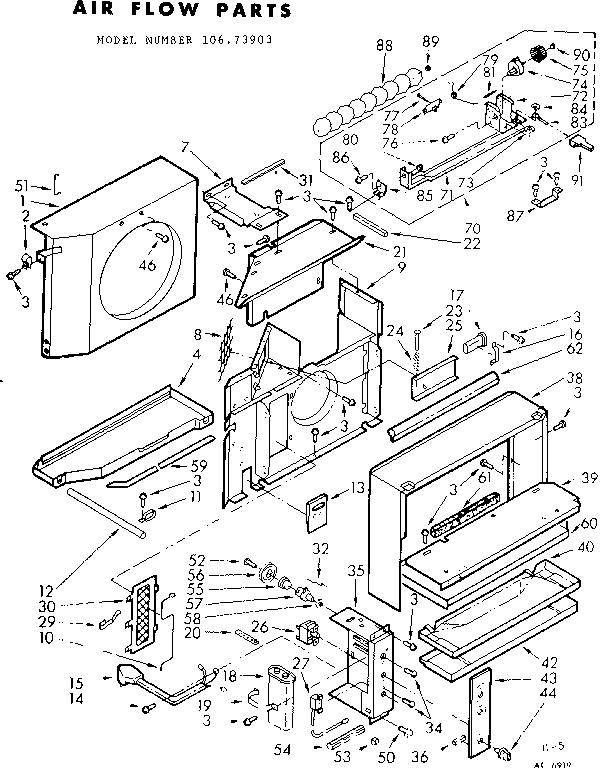 Kenmore 10673903 air flow parts diagram