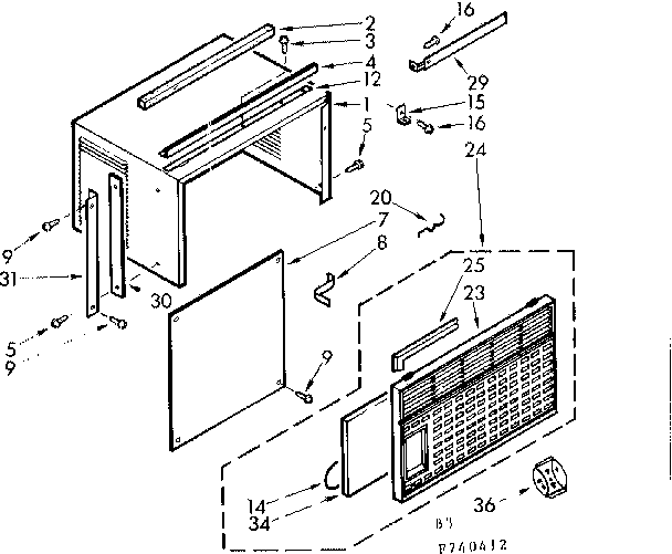 Kenmore 106740412 cabinet parts diagram