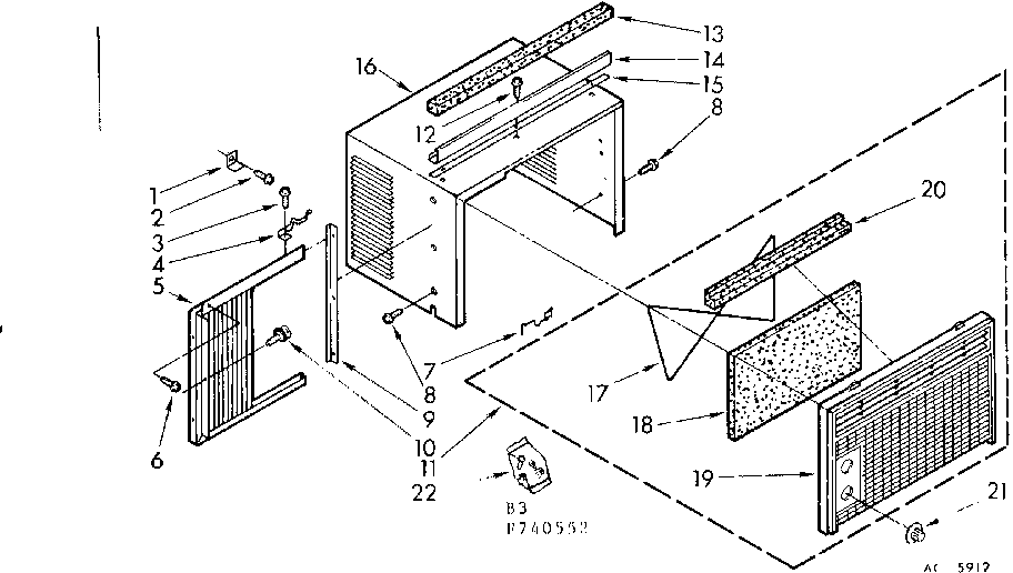 Kenmore 106740552 cabinet parts diagram