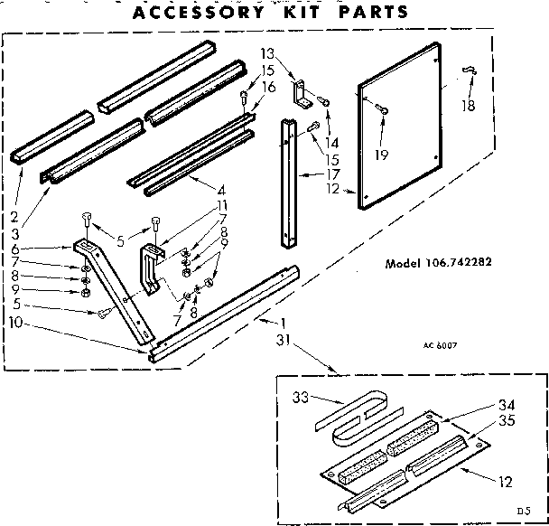 Kenmore 106742282 accessory kit parts diagram