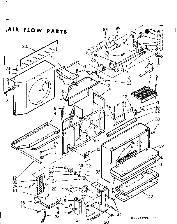 Kenmore 106742990 air flow parts diagram