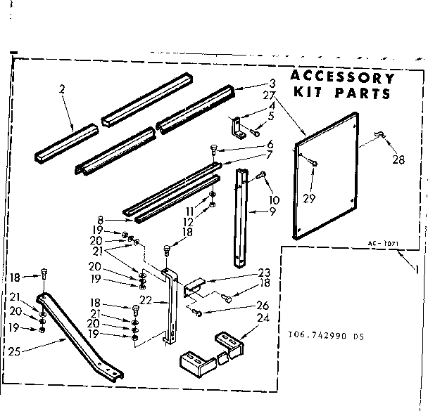 Kenmore 106742990 accessory kit parts diagram