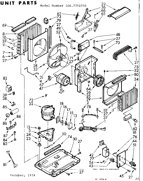 Kenmore 1067750780 unit parts diagram