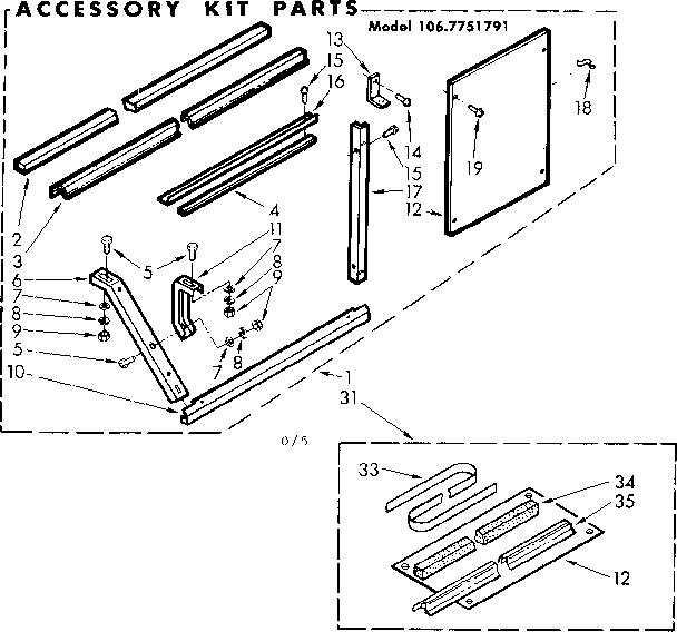 Kenmore 1067751791 accessory kit prts diagram