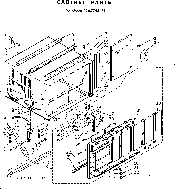 Kenmore 1067752190 cabinet parts diagram
