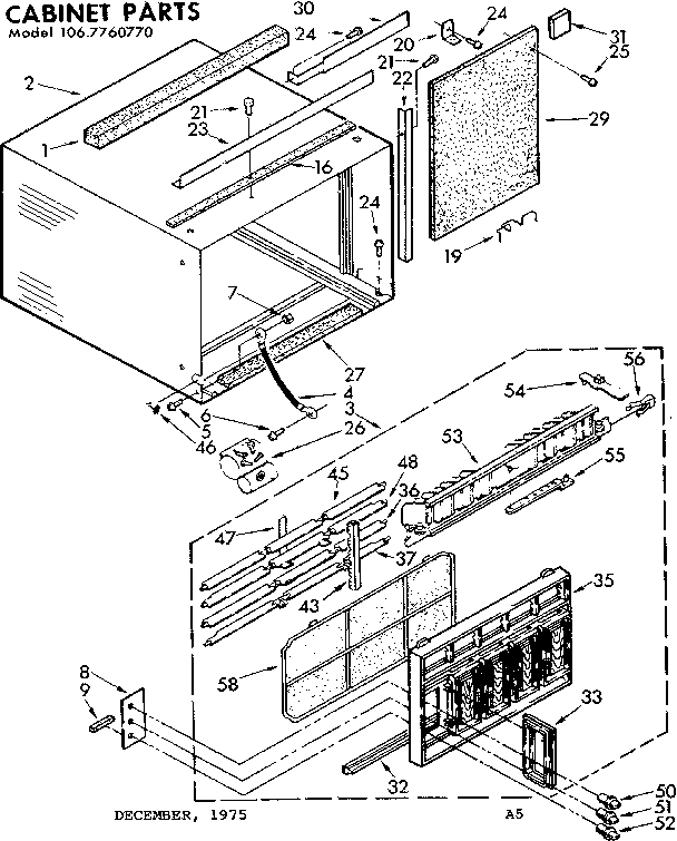 Kenmore 1067760770 cabinet parts diagram