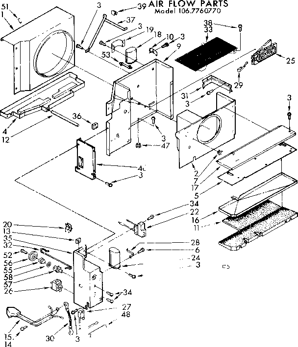 Kenmore 1067760770 air flow parts diagram