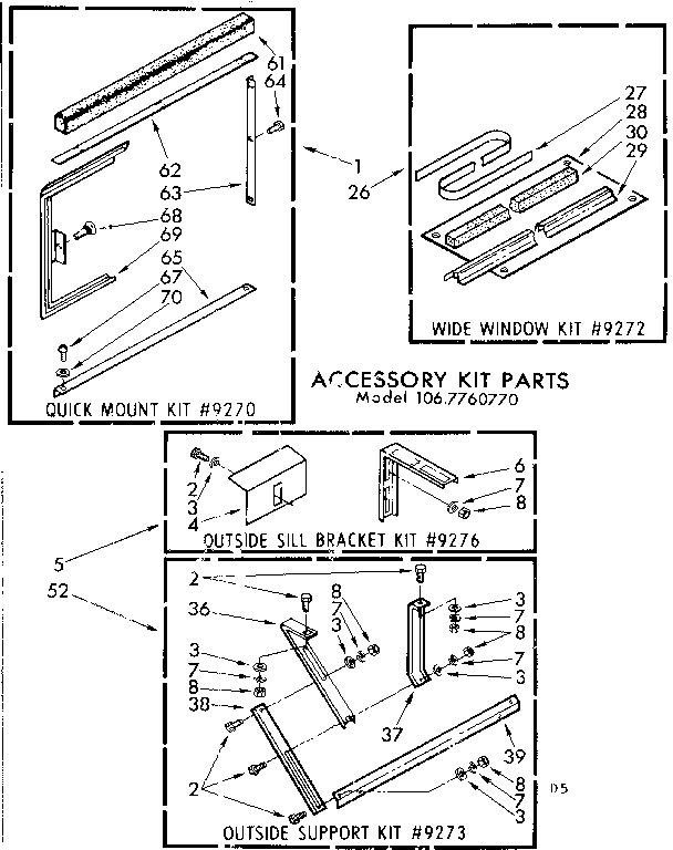 Kenmore 1067760770 accessory kit parts diagram