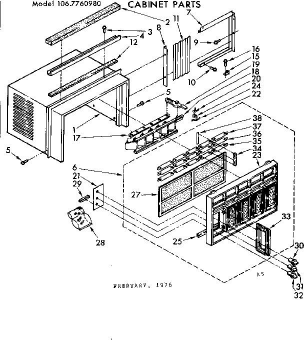 Kenmore 1067760980 cabinet parts diagram