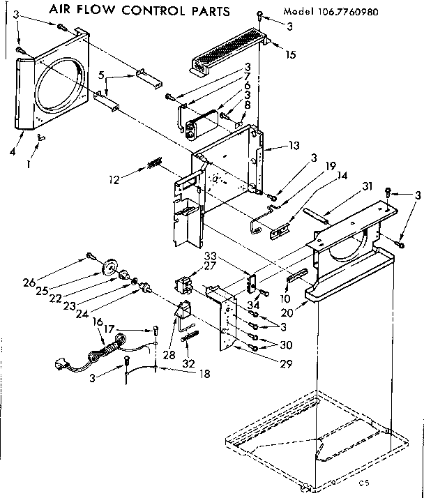 Kenmore 1067760980 air flow control parts diagram