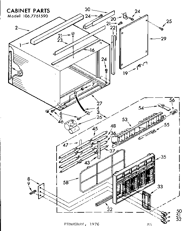 Kenmore 1067761590 cabinet parts diagram