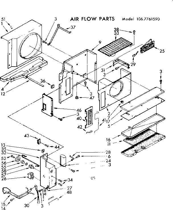 Kenmore 1067761590 air flow parts diagram