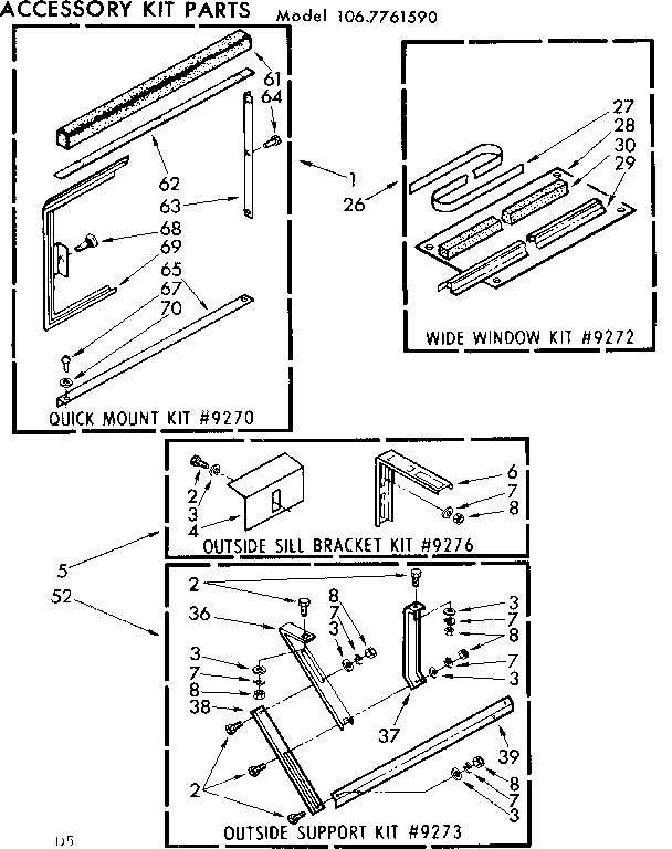 Kenmore 1067761590 accessory kit parts diagram