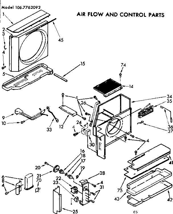 Kenmore 1067762092 air flow & control parts diagram