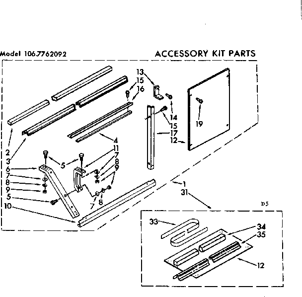 Kenmore 1067762092 accessory kit parts diagram