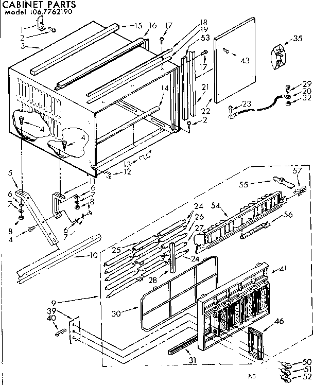 Kenmore 1067762190 cabinet parts diagram