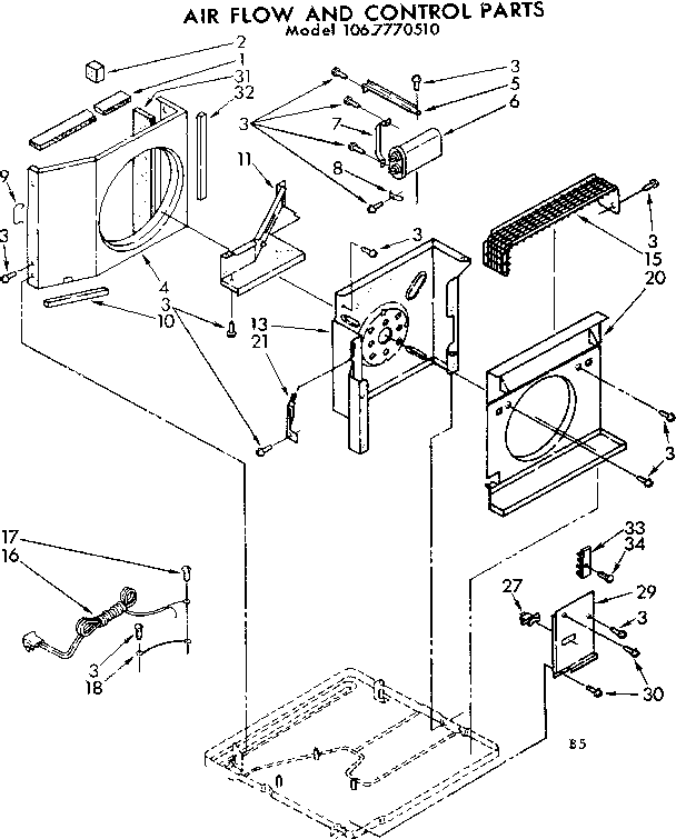 Kenmore 1067770510 air flow and control parts diagram