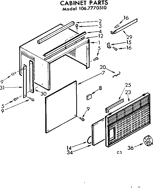 Kenmore 1067770510 cabinet parts diagram