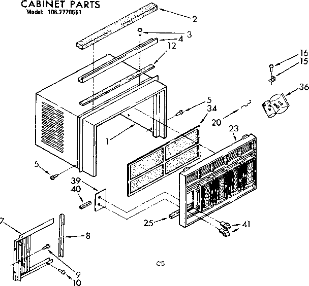 Kenmore 1067770551 cabinet parts diagram