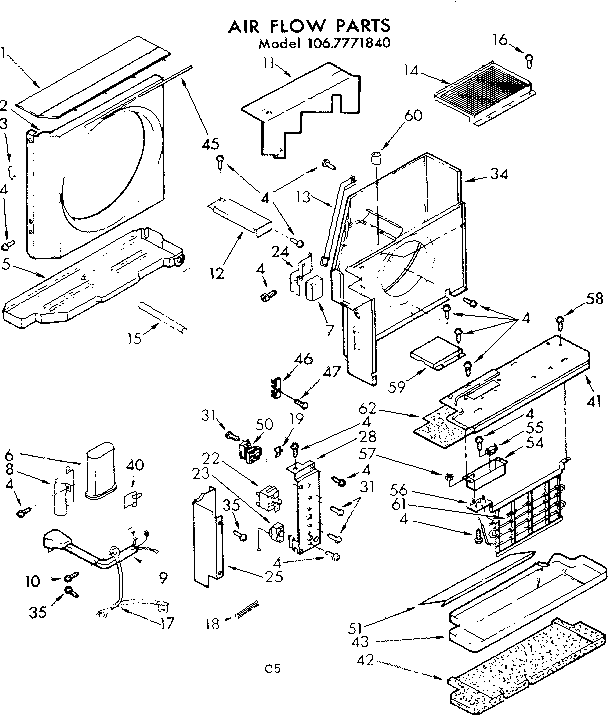 Kenmore 1067771840 air flow parts diagram