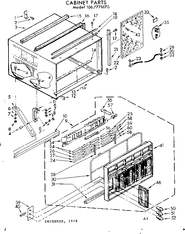 Kenmore 1067771870 cabinet parts diagram