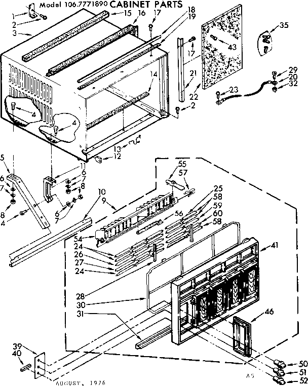 Kenmore 1067771890 cabinet parts diagram