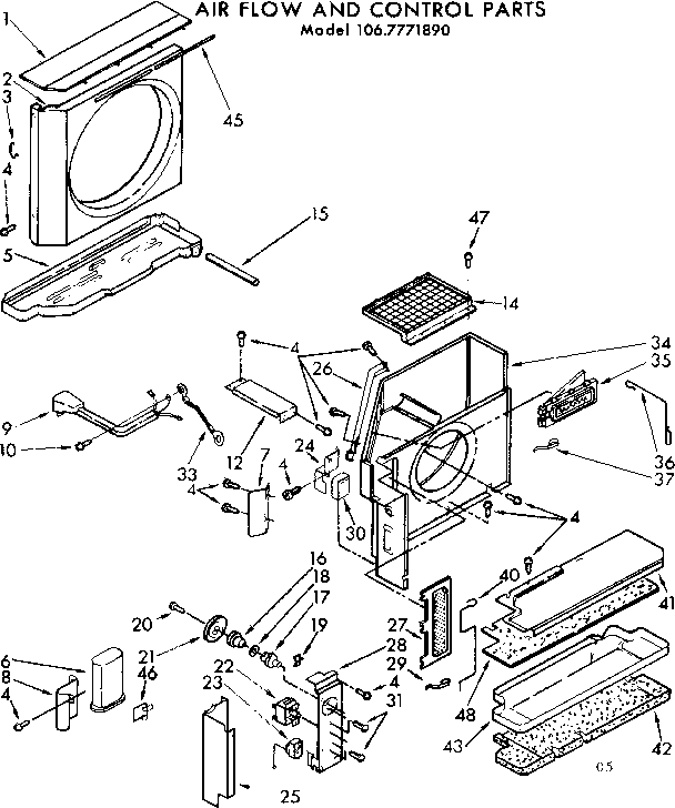 Kenmore 1067771890 air flow and control parts diagram