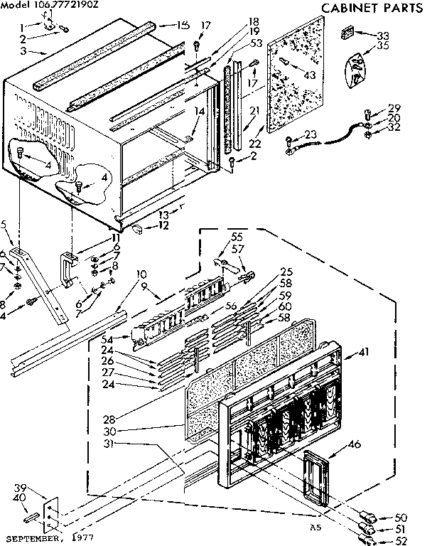 Kenmore 1067772190Z cabinet parts diagram