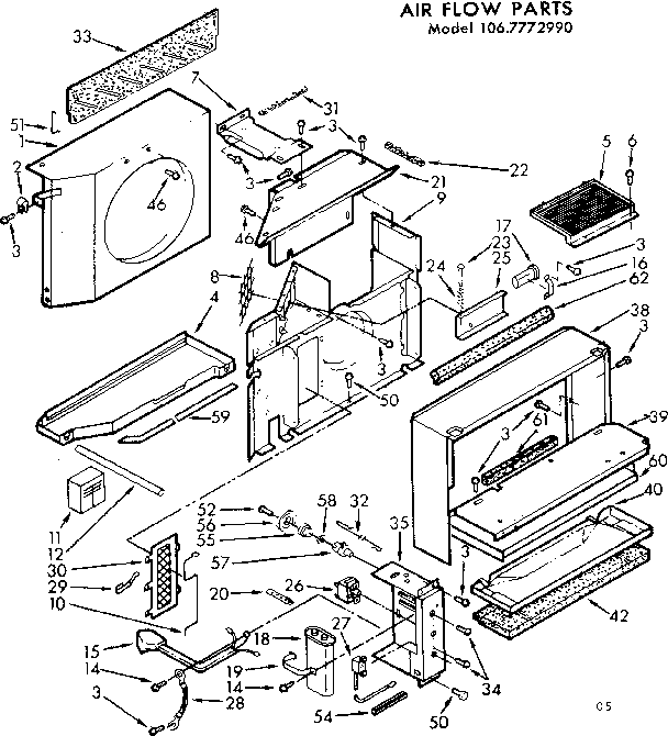 Kenmore 1067772990 air flow parts diagram