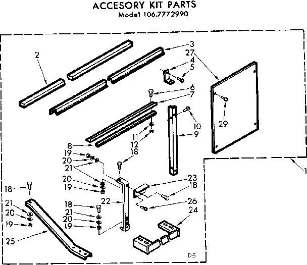 Kenmore 1067772990 accessory kit parts diagram