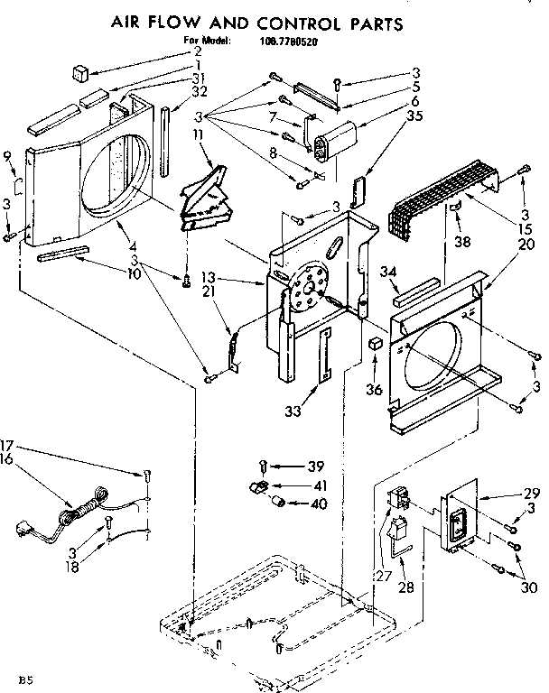 Kenmore 1067780520 air flow and control parts diagram
