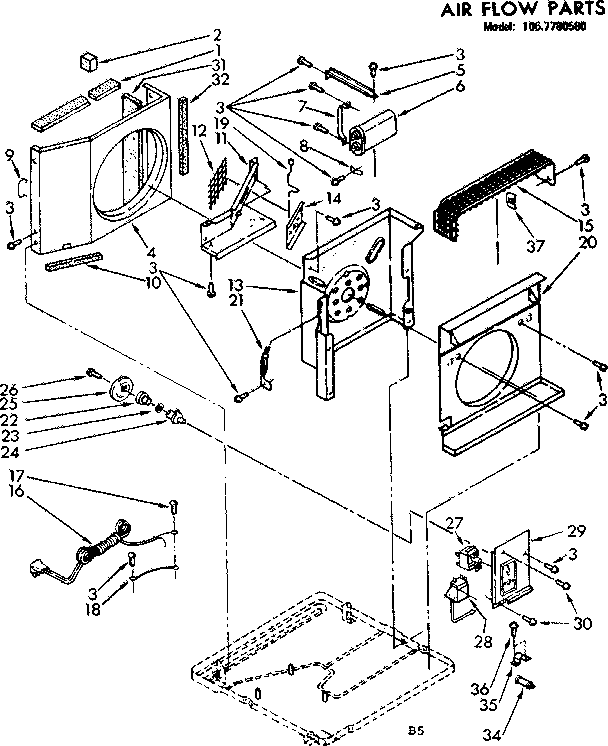 Kenmore 1067780580 air flow parts diagram