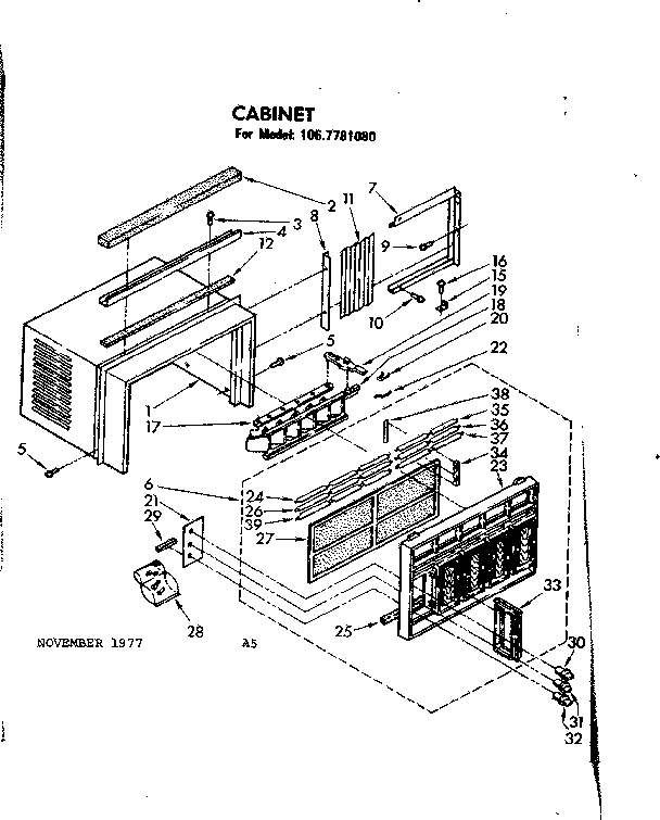 Kenmore 1067781080 cabinet parts diagram
