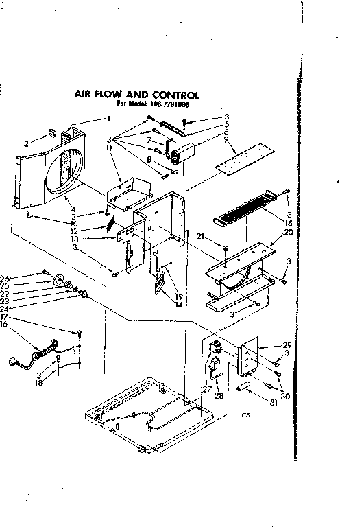 Kenmore 1067781080 air flow and control parts diagram