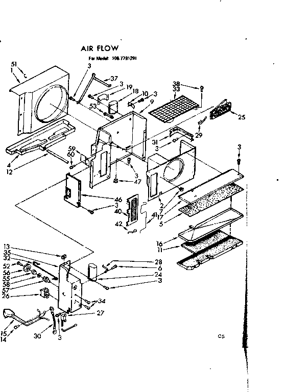Kenmore 1067781291 air flow parts diagram