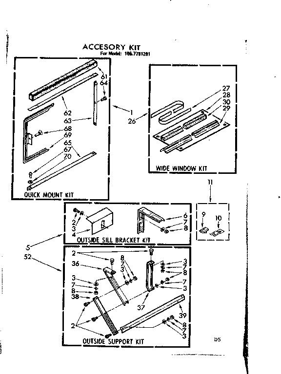 Kenmore 1067781291 accessory kit parts diagram