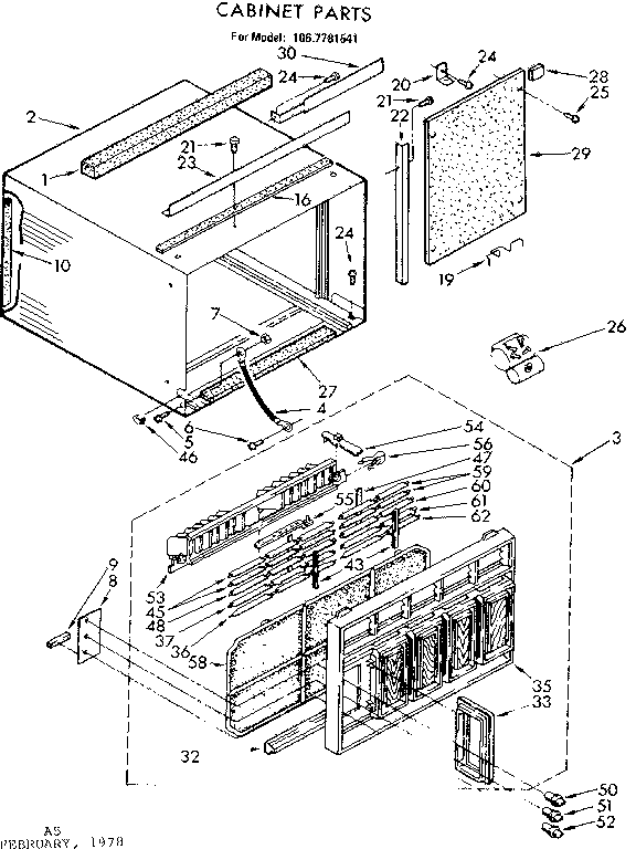 Kenmore 1067781541 cabinet parts diagram