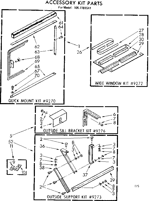 Kenmore 1067781541 accessory kit parts diagram