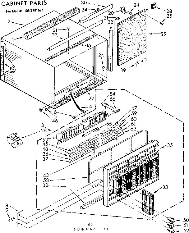 Kenmore 1067781591 cabinet parts diagram
