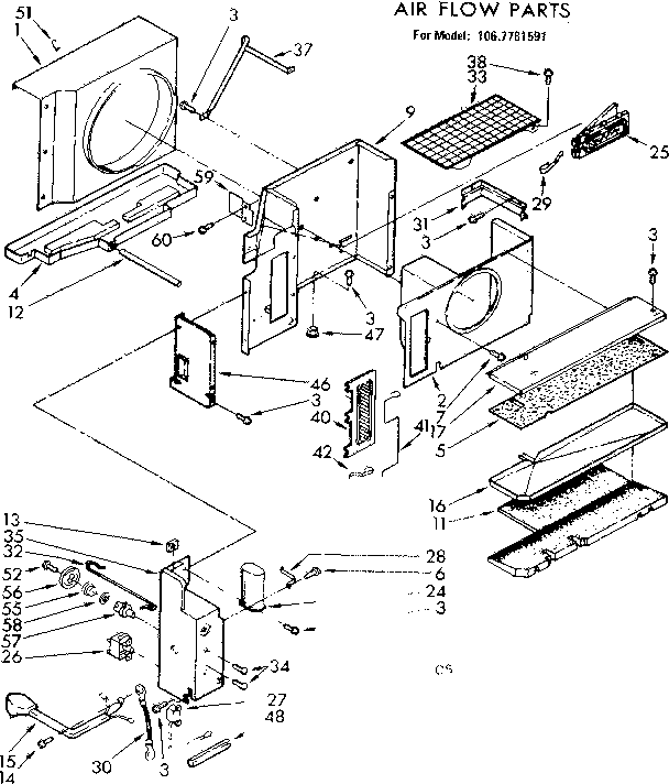 Kenmore 1067781591 air flow parts diagram