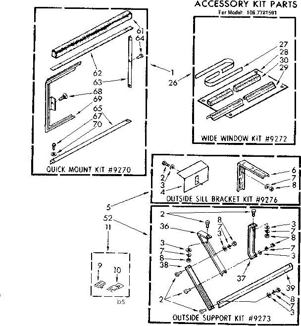 Kenmore 1067781591 accessory kit parts diagram