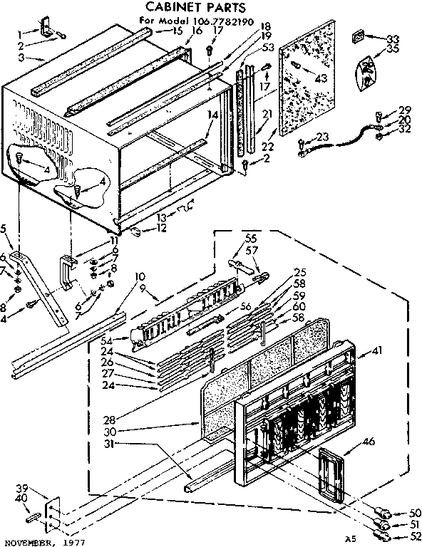 Kenmore 1067782190 cabinet parts diagram