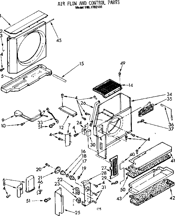 Kenmore 1067782191 air flow and control parts diagram