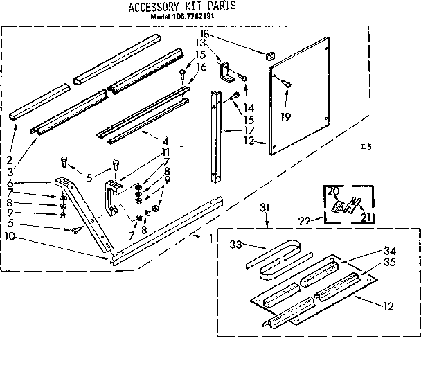 Kenmore 1067782191 accessory kit parts diagram