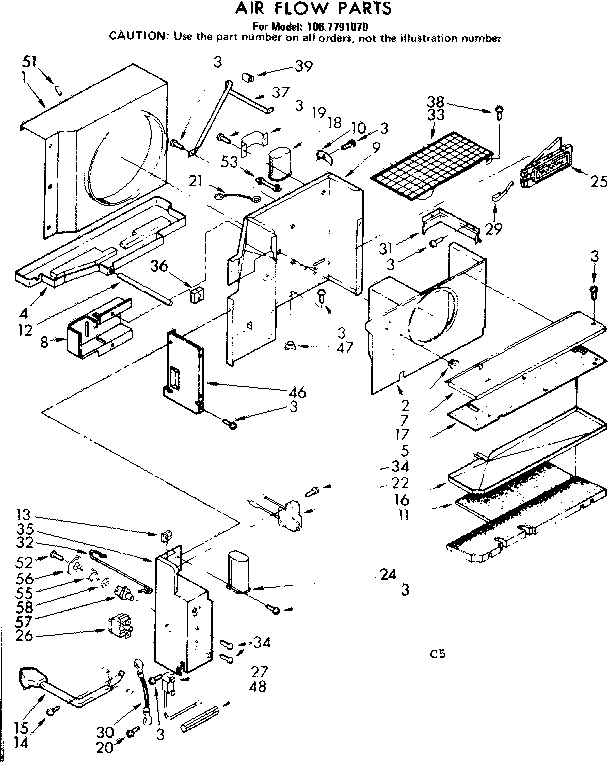 Kenmore 1067791070 air flow parts diagram
