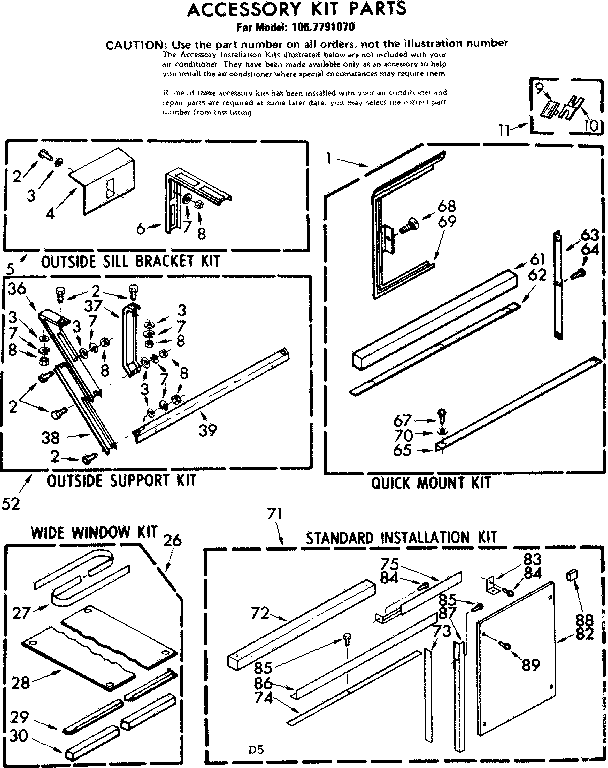 Kenmore 1067791070 accessory kit parts diagram