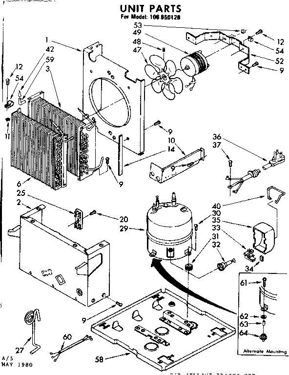 Kenmore 106850120 unit parts diagram