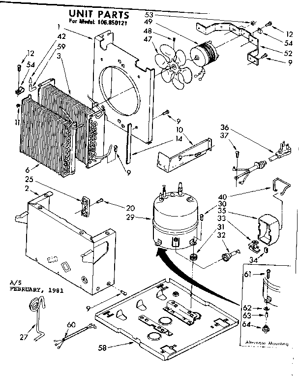 Kenmore 106850121 unit parts diagram