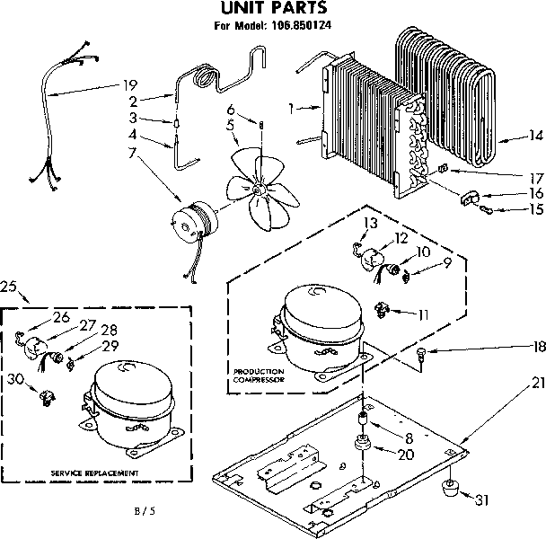 Kenmore 106850124 unit parts diagram