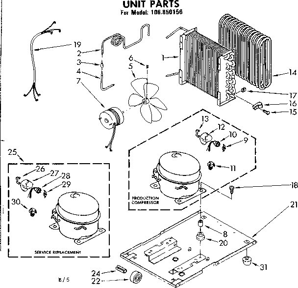 Kenmore 106850156 unit parts diagram
